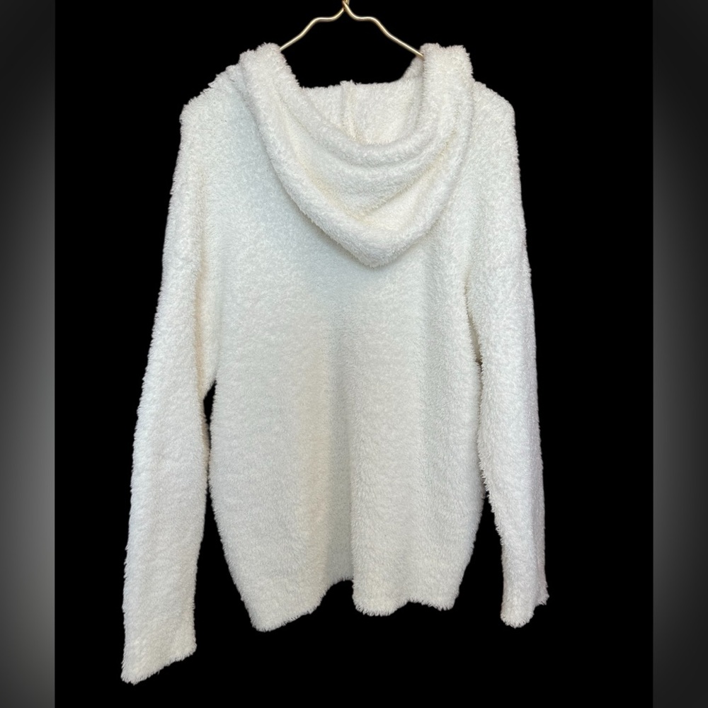 Barefoot Dreams Cozychic Teddy Pullover Hoodie White Womens M - Picture 3 of 5